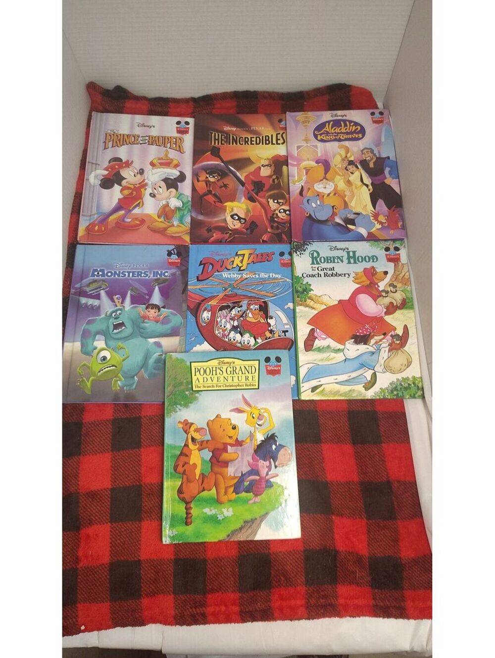 Disney Children’s Books 7 Book Lot Winnie Pooh DuckTales Incredibles Aladdin